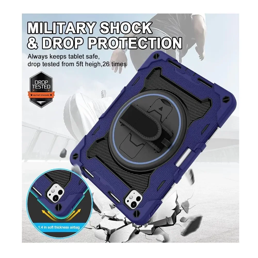 Rosrome Blue Heavy-Duty iPad Shockproof Tablet Stand Kids Cover Pro 11 M5 2025